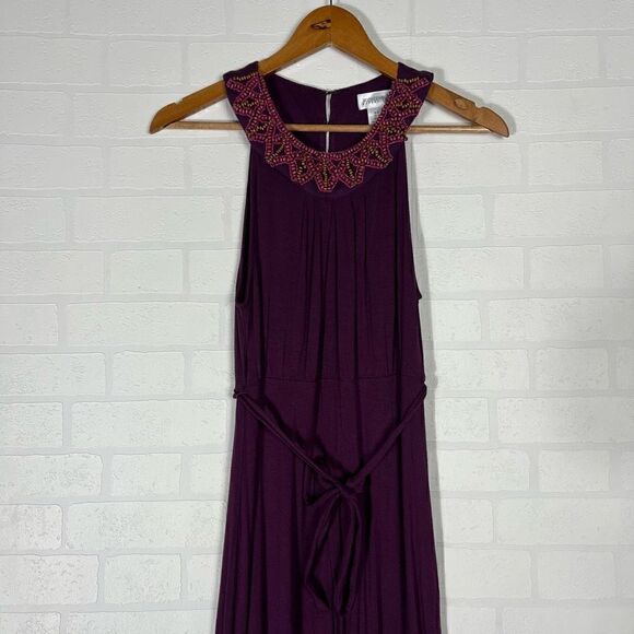 Motherhood Maternity Maxi Dress Size S Purple Beaded stretchy - Picture 3 of 14